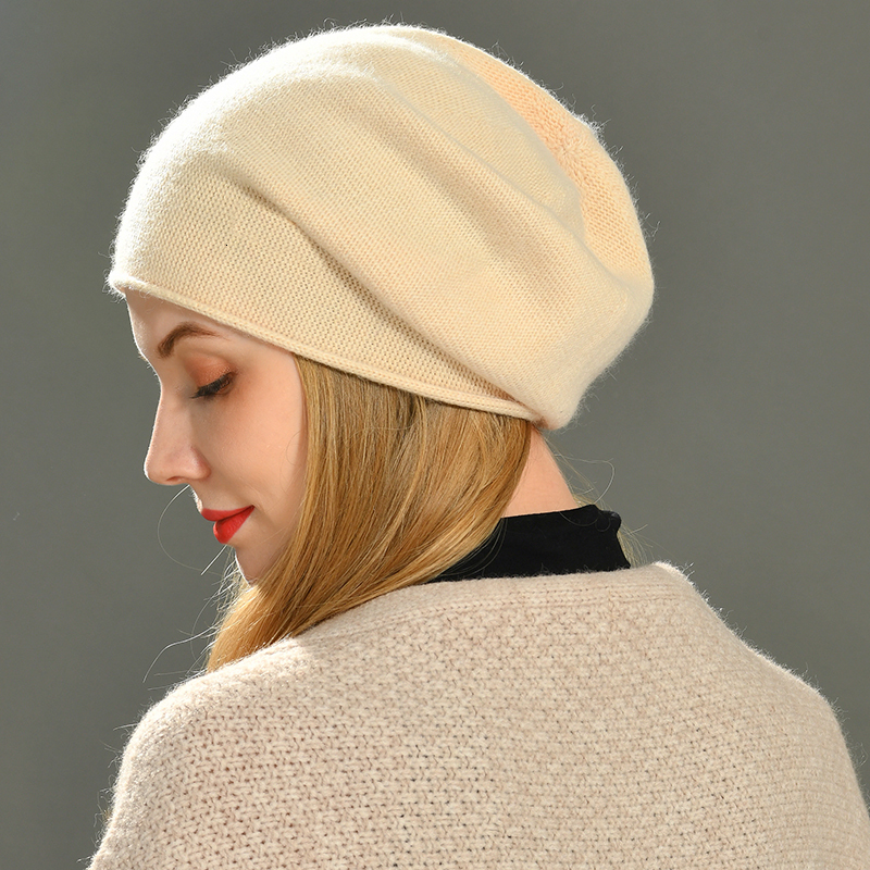 Beanie/Skull Caps Women Slouch Beanies Skullies High Quality Female Solid Cashmere Wool Knit Beanie Hat Girl Winter Warm Bonnet Outdoor 230921