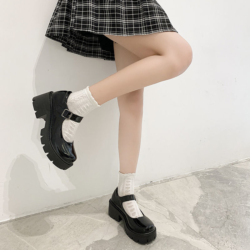 Dress Shoes Lolita Shoes Japanese Girl Platform Black high heels fashion Round Toe Mary Jane Women Patent faux Leather Student Cosplay Shoes 230921