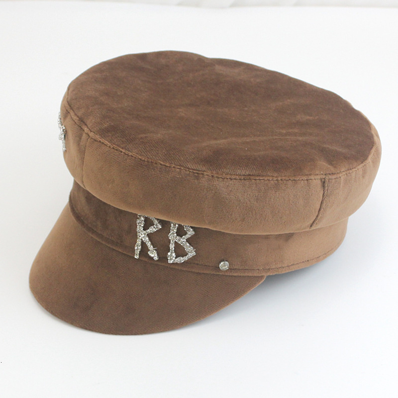 Berets Winter Hats Crystal Embellished Wool Baker Boy Hat Women Wool sboy Caps Diamond Letter Thick Flat Visor Caps 230922