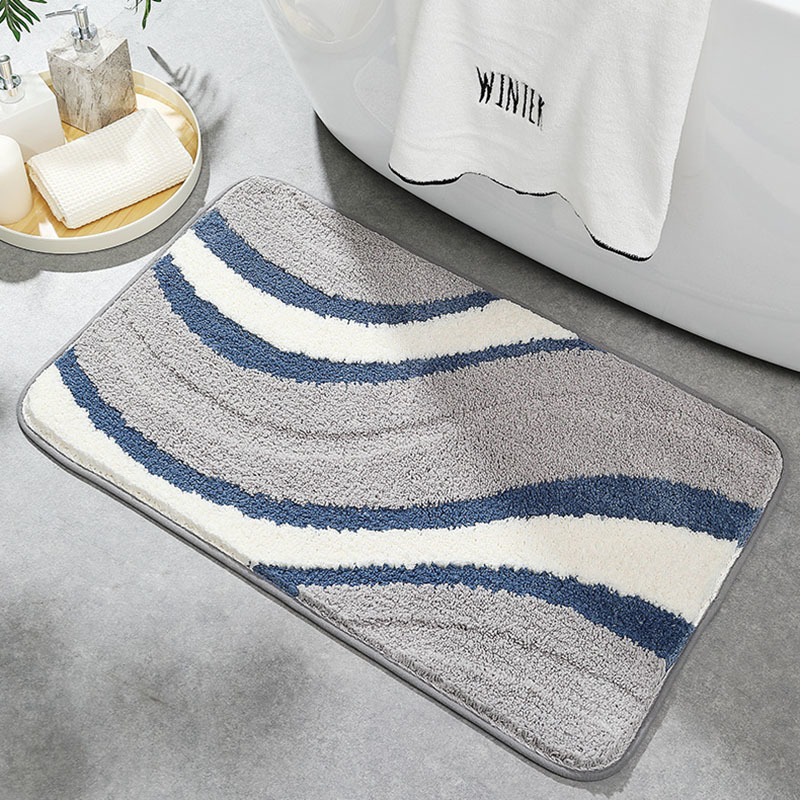 Bath Mats Simple Thicken Large Capacity Absorbent Water Bathroom Mat Flocked Quick-drying Anti-slip Bath Rug Soft Bathtub Side Carpet Mats 230922