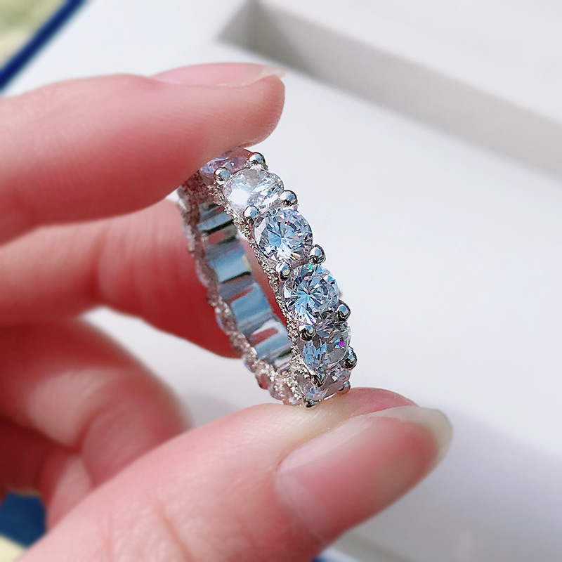 Round Cut White Moissanite Dia Sterg Sier Wedding Ring for Women