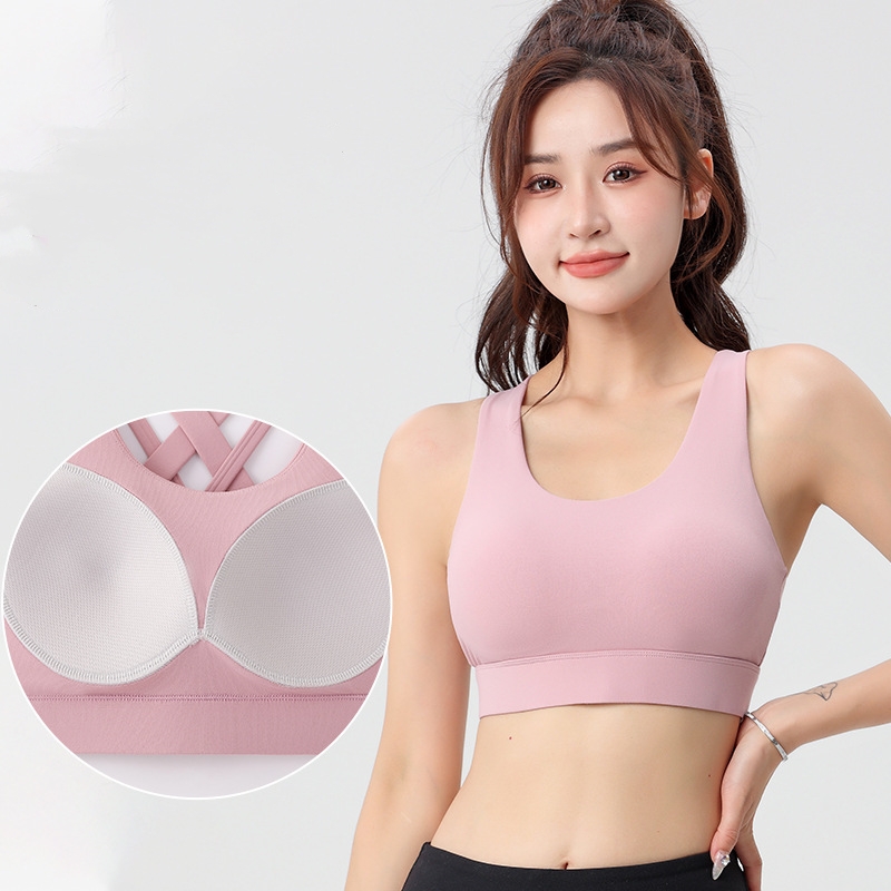 2025-- Beauty Back Strap Sports Bra High Strength Support Shockproof Yoga Underwear Running Fitness Bra
