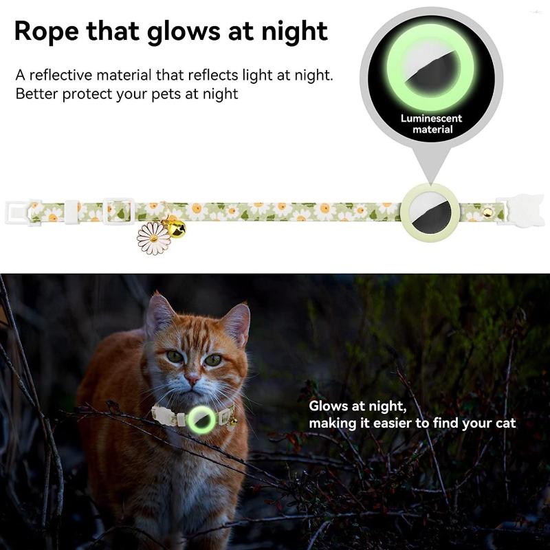 topstamp Dog Collars For Air Tag Cat Collar Kitten Breakaway With Silicone Holder Girl Boy Cats Green