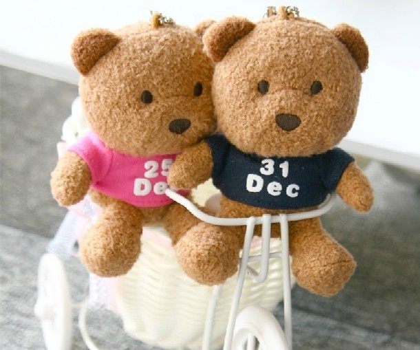 Plush Keychains Cute 365 Days Bear Of Color Teddy Bear Plush Keychain For Girls Boys Kids Stuffed Toys Children Anniversary Birthday Gifts 230922