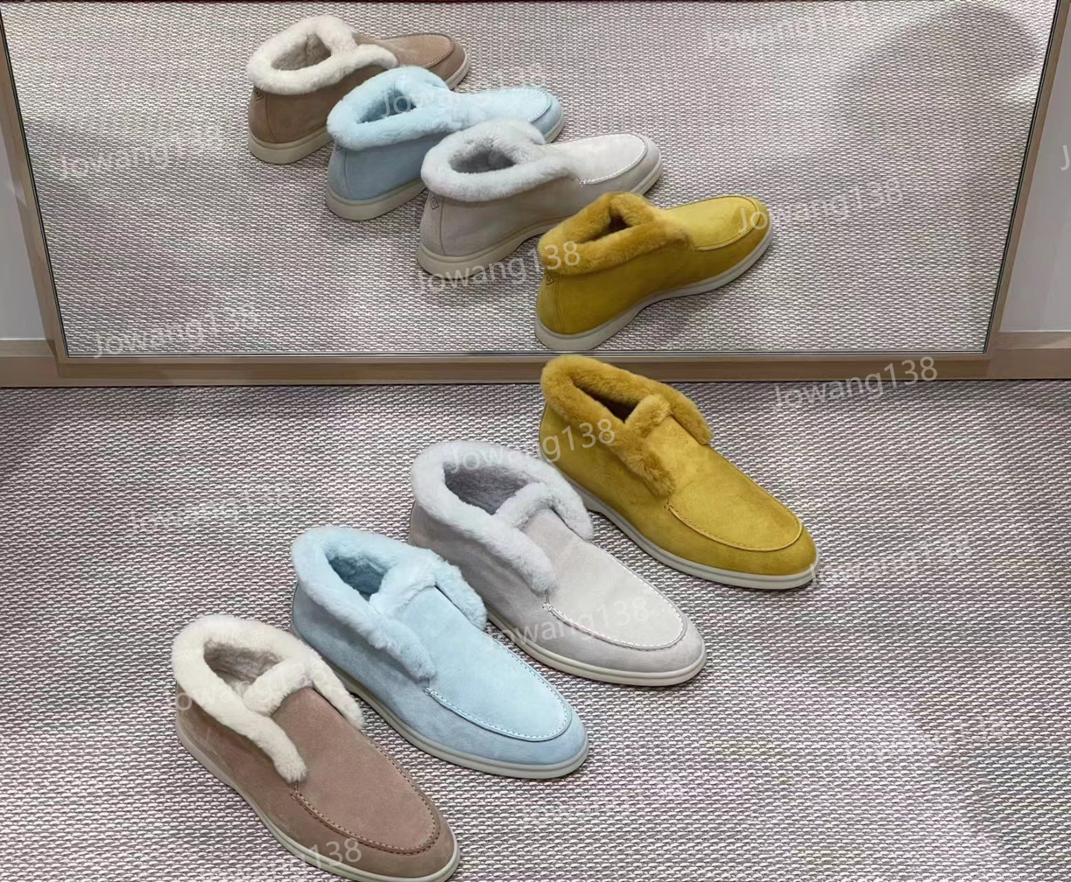 Open Walk Boots Designer Women Autumn Winter Men suede leather Walk boots Wool Short Boot Luxury One Step Plush Shoes outdoors Flat Bottom Lazy Snow Boot Size 35-45