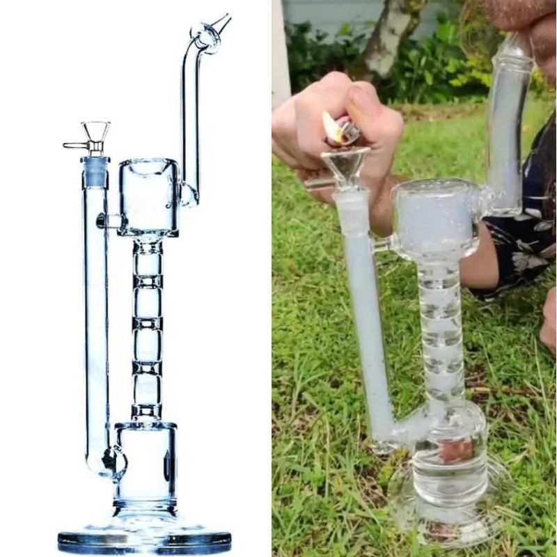 New Arrival Upline water pipe Glass bong oil rig water pipes with 14.5mm joint size Hookahs bongs recycler 12inch