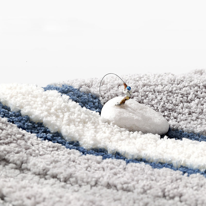 Bath Mats Simple Thicken Large Capacity Absorbent Water Bathroom Mat Flocked Quick-drying Anti-slip Bath Rug Soft Bathtub Side Carpet Mats 230922