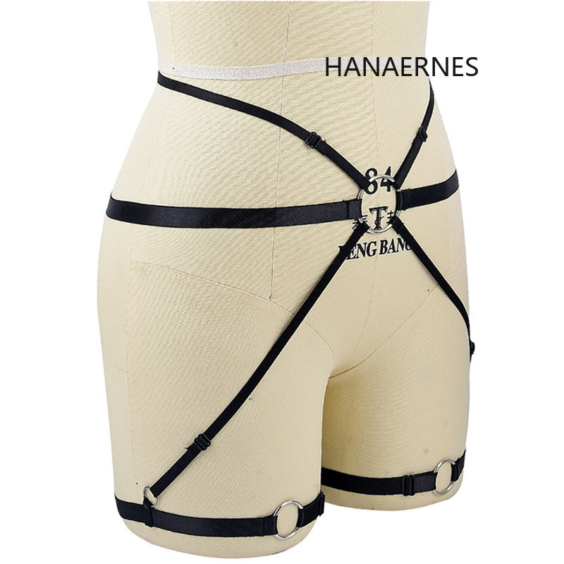 Suspenders HANAERNES Sexy 90's High Quality Lingerie Women's Fashion Punk Suspender Harajuku Gothic Combination Adult cage bra 230921
