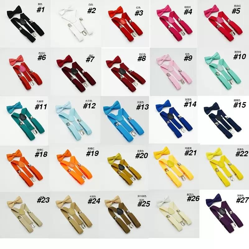 36 Color Kids Suspenders Set Boys Girls Braces Elastic Y-Suspenders with Bow Tie Fashion Belt for Children Baby 922
