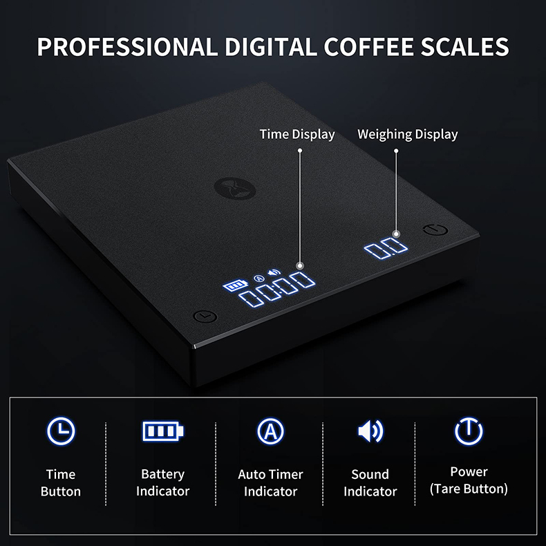 Household Scales Household Scales TIMEMORE Basic Plus Black Mirror Pour Over Coffee and Espresso Scale Basic Electronic Auto Timer Kitchen scale 0 1g 