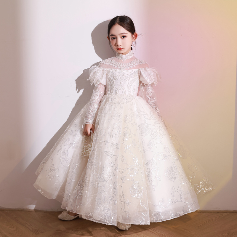 Ful White Wer Girl Dresses For Wedding A E Lace Long Sleeves Toddler Pageant Gowns Tulle Or Length Crystal Shiny Bg Birthday First Communion 6660311