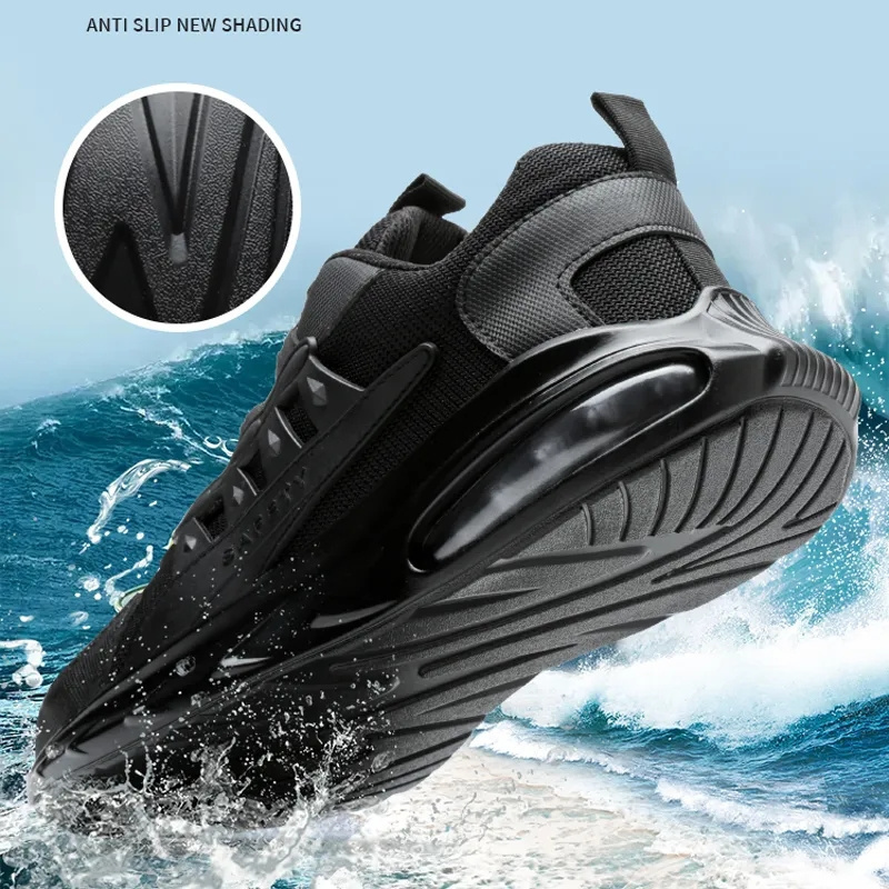 Boots Security Protective Shoes Rotating Button Work Sneakers Air Cushion Safety Men Lightweight PunctureProof shoes 230922
