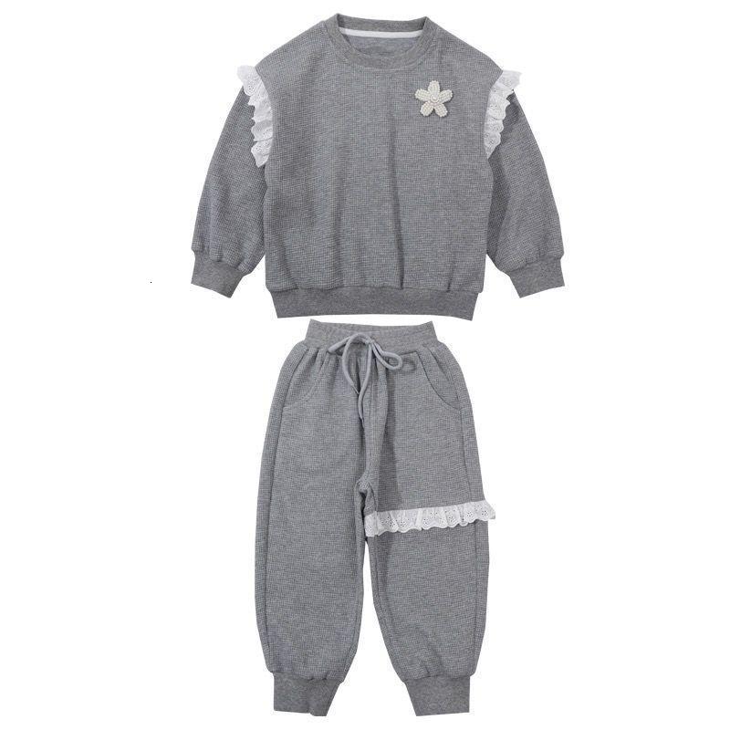 Clothing Sets Girls Casual Sweatshirt Set Autumn Childrens Cute Flower Splicing Tops Pants 2 Piece Spring Thin Section 18Y 230923