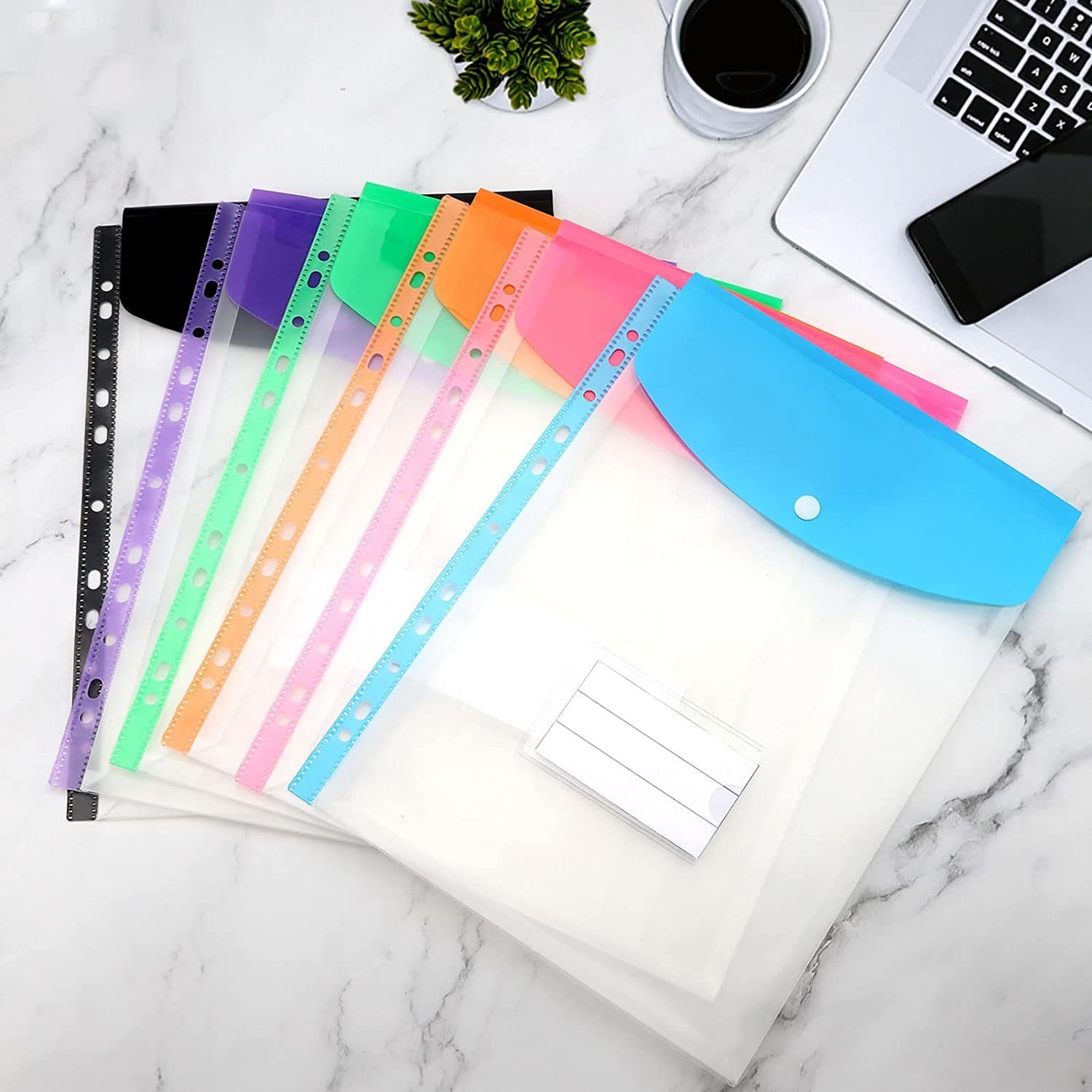 Filing Supplies A4 Expandable Binder Pocket for 234 Ring Binder Heavy Duty Plastic Envelope File Folders with Snap Button and Label Pocket 230923