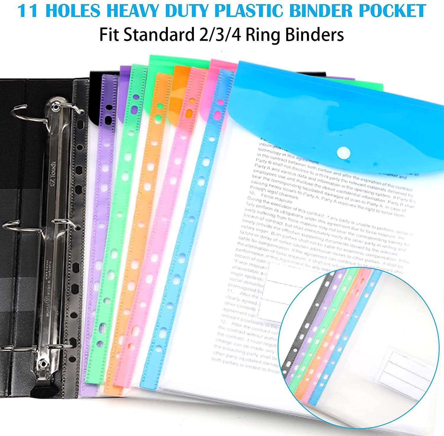 Filing Supplies A4 Expandable Binder Pocket for 234 Ring Binder Heavy Duty Plastic Envelope File Folders with Snap Button and Label Pocket 230923
