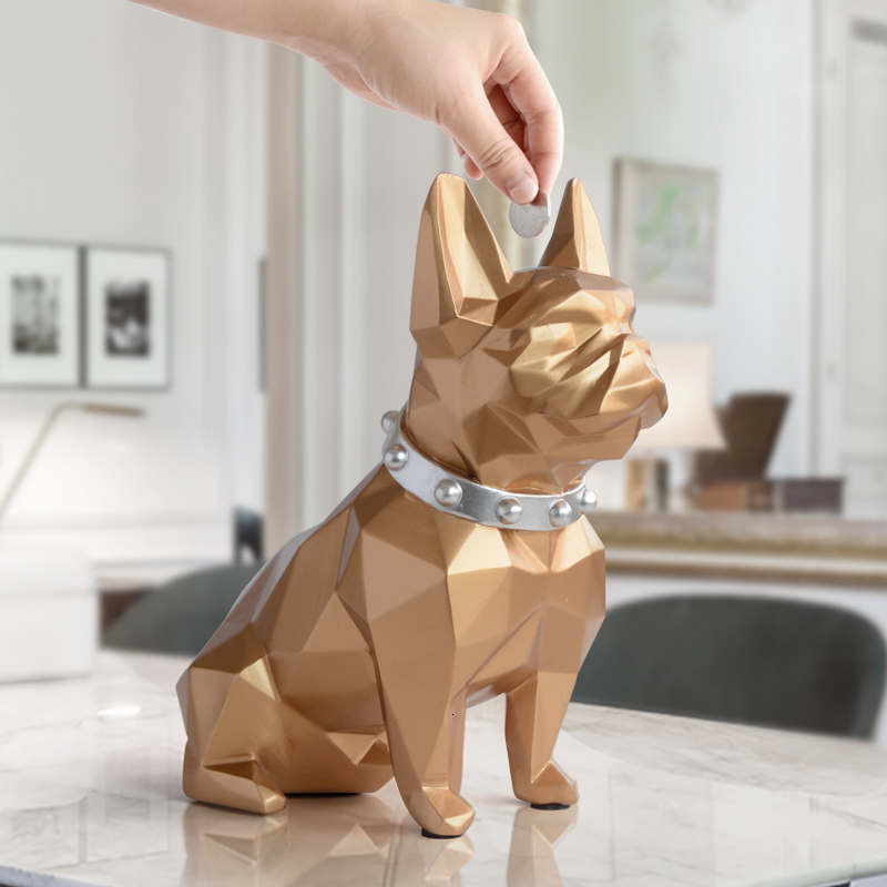 Novelty Items french bulldog coin bank box piggy bank figurine home decorations coin storage box holder toy child gift money box dog for kids 230923