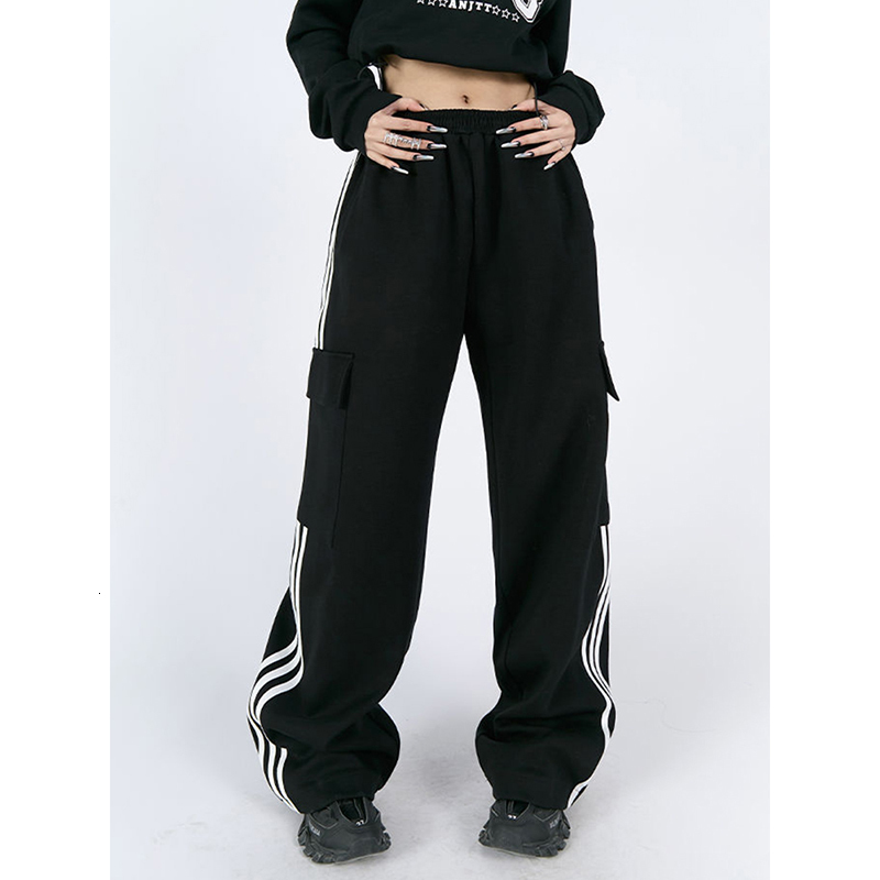 Women's Pants Capris Striped Women Cargo Pants American Style High Waist Fashion Y2K Streetwear Loose Wide Leg Pants Female Hip Hop Sweatpants 23