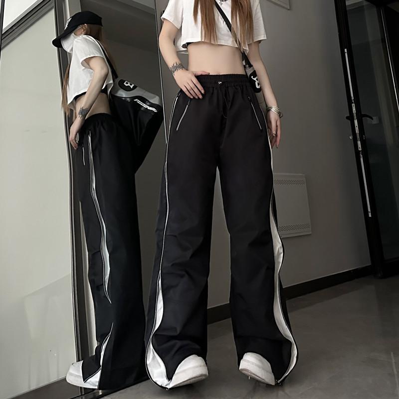 Women's Capris Y2K Techwear Sweatpants Women Streetwear Korean Hip Hop Harajuku Cargo Parachute Track Pants Lady Wide Leg Joggers Trousers 230922