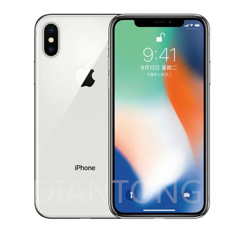 Refurbished Original Apple iPhone X Face ID 5.8" Touchscreen 3GB RAM iOS A11 Dual 12MP Cameras 4G LTE Unlocked iphonex Black White,100% fully fun