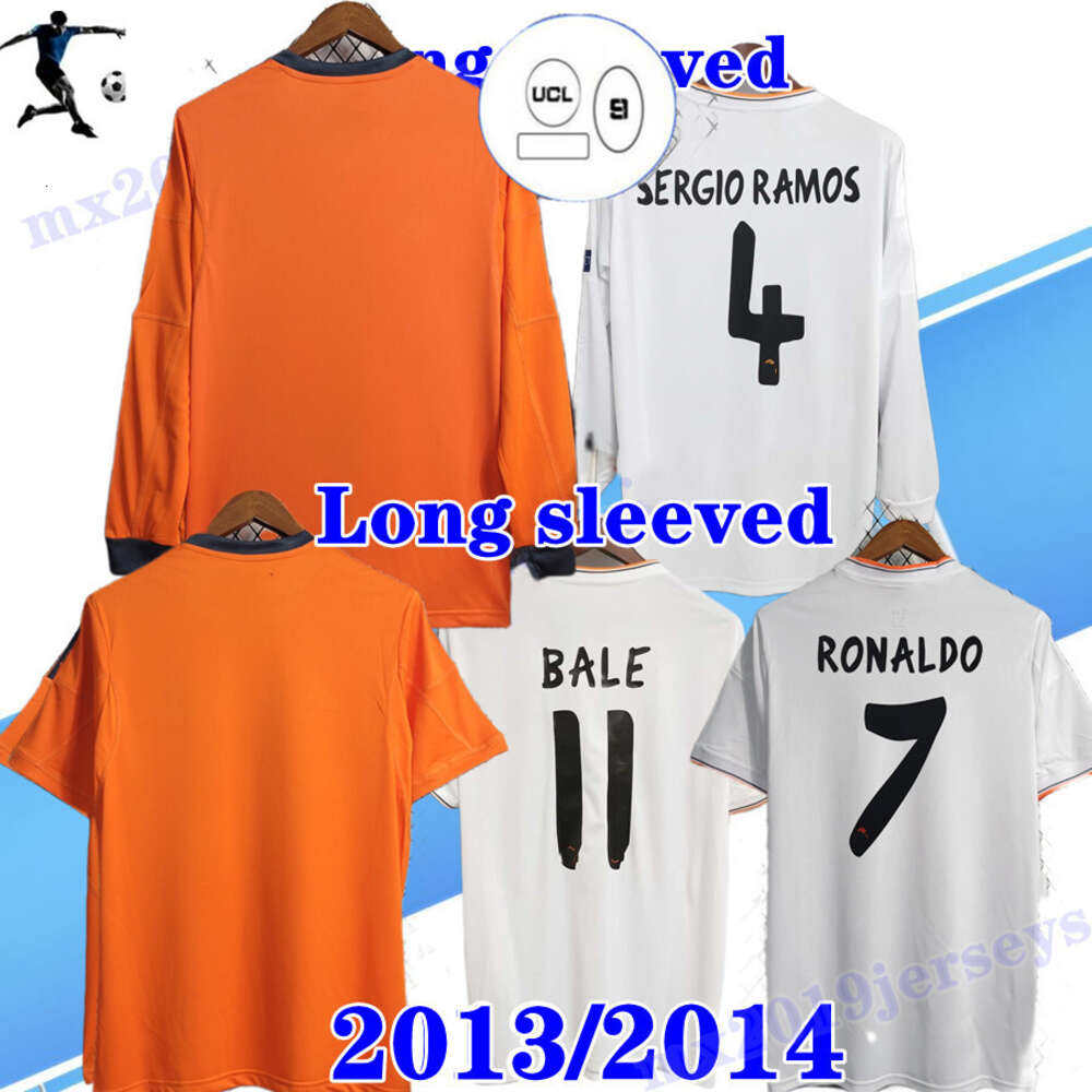 Long sleeved 2013 2014 soccer jerseys 13 14BALE BENZEMA MODRIC Retro football shirts Vintage ISCO Maillot SERGIO RAMOS MARCELO