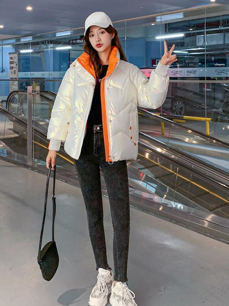 Women's Down Parkas Jacket for Women Winter Korean Style Wash Free Glossy Cotton Middle Long Thickening Warm Loose Coat 230922Z