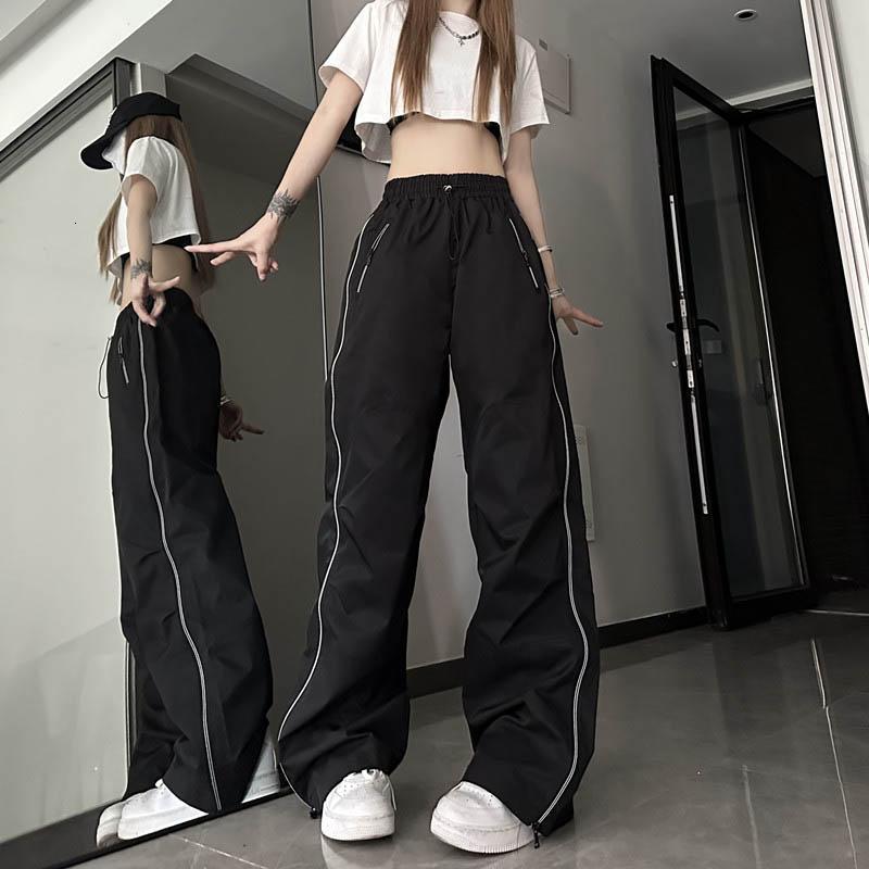 Women's Capris Y2K Techwear Sweatpants Women Streetwear Korean Hip Hop Harajuku Cargo Parachute Track Pants Lady Wide Leg Joggers Trousers 230922