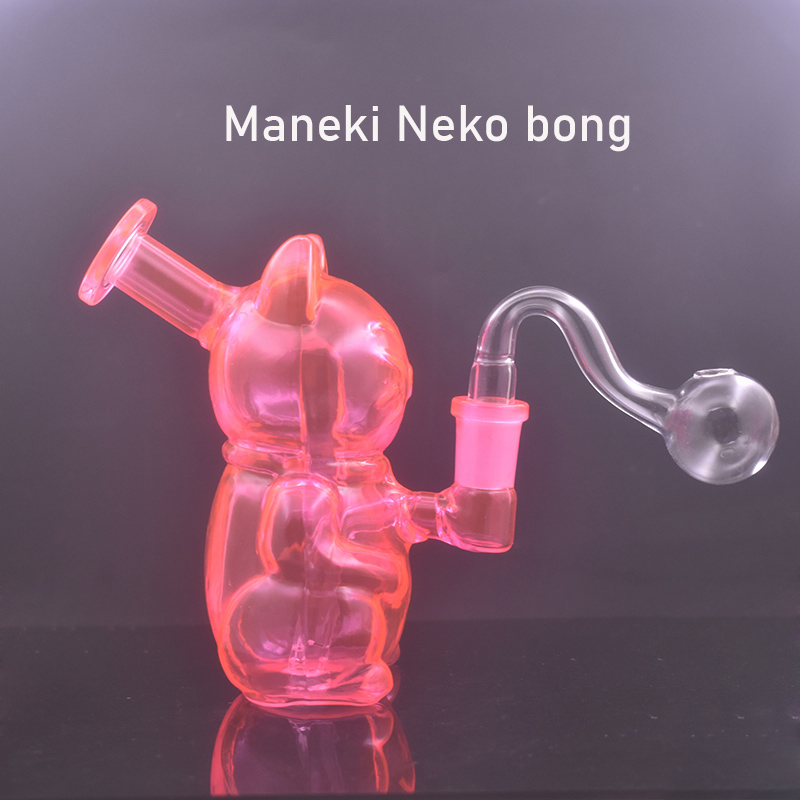 1pc Hookahs Shisha Mini Glass Oil Burner Bong Pink Heady Glass Bongs Water Pipes Unique Smoking Water Bong with 14mm Male Glass Oil Burner Pipe Free Shipping