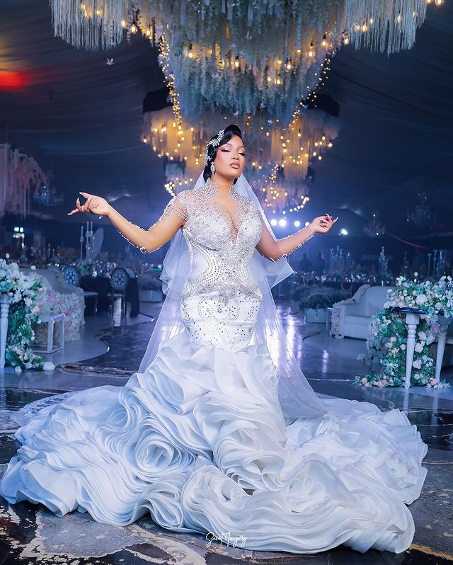 2023 Oct Arabic Aso Ebi White Mermaid Wedding Dress Beaded Crystals Detachable Train Bridal Gowns Dresses JZ333