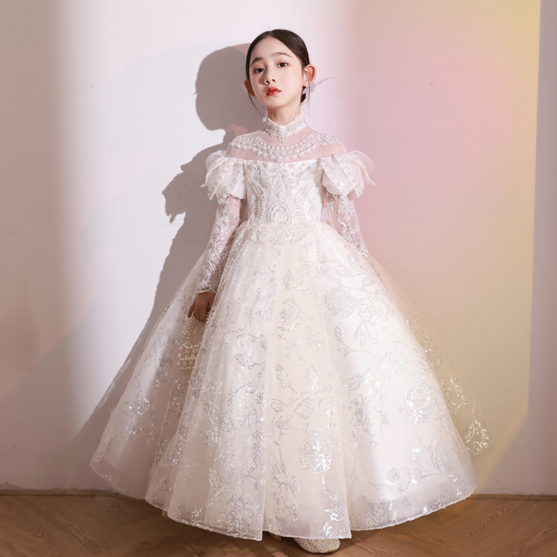 Ful White Wer Girl Dresses For Wedding A E Lace Long Sleeves Toddler Pageant Gowns Tulle Or Length Crystal Shiny Bg Birthday First Communion 6660311