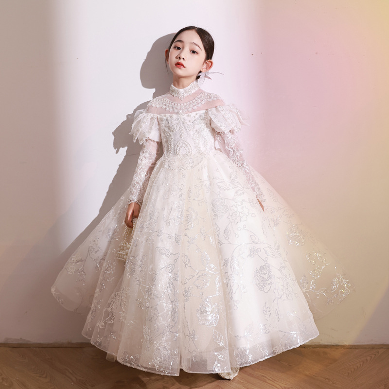 Ful White Wer Girl Dresses For Wedding A E Lace Long Sleeves Toddler Pageant Gowns Tulle Or Length Crystal Shiny Bg Birthday First Communion 6660311