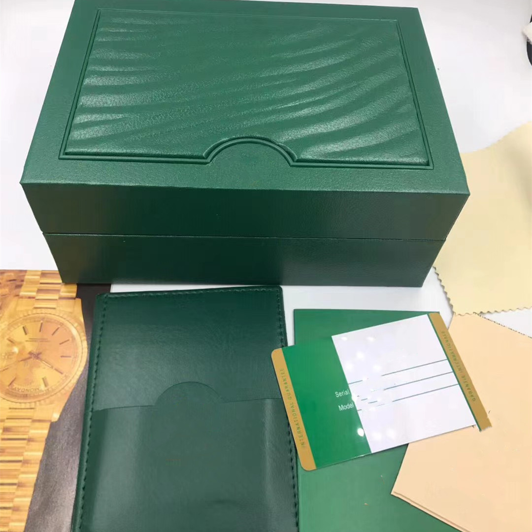 Original Correct Matching Green Booklet Papers Security Card Top Watch Quality Box For Rolex print Serial Number On Card and label