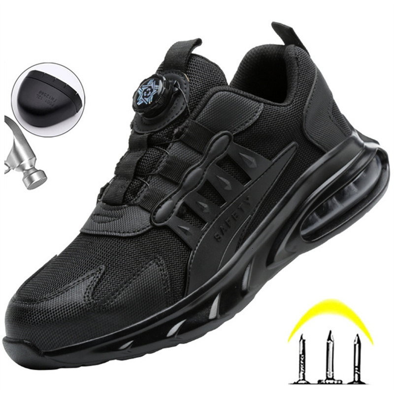 Boots Security Protective Shoes Rotating Button Work Sneakers Air Cushion Safety Men Lightweight PunctureProof shoes 230922