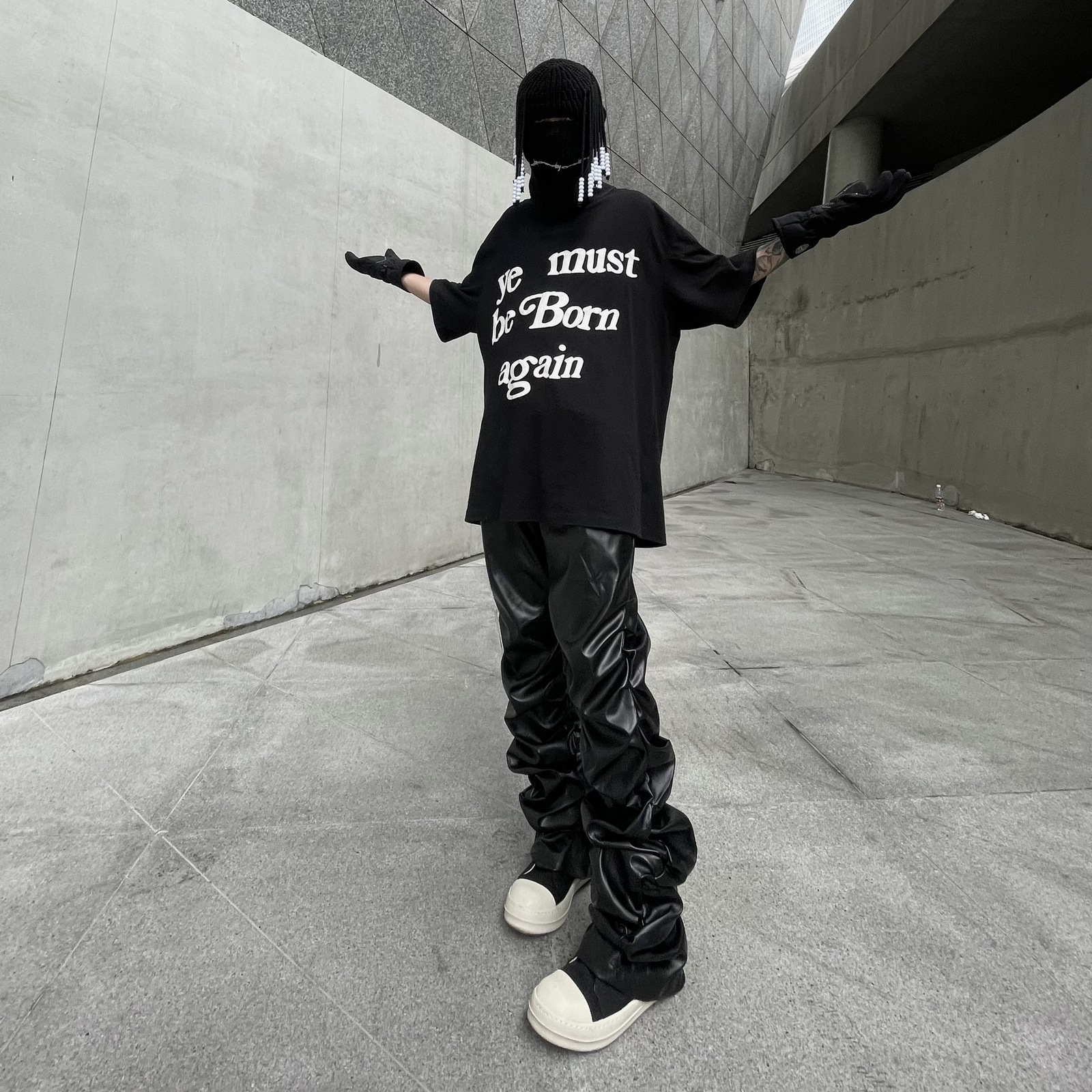 Men's Pants Pleated Leather Pants Men Motorcycle Pants Leather Pants For Men Street Wear faux leather pants men HIP HOP leather cargo pants 23092