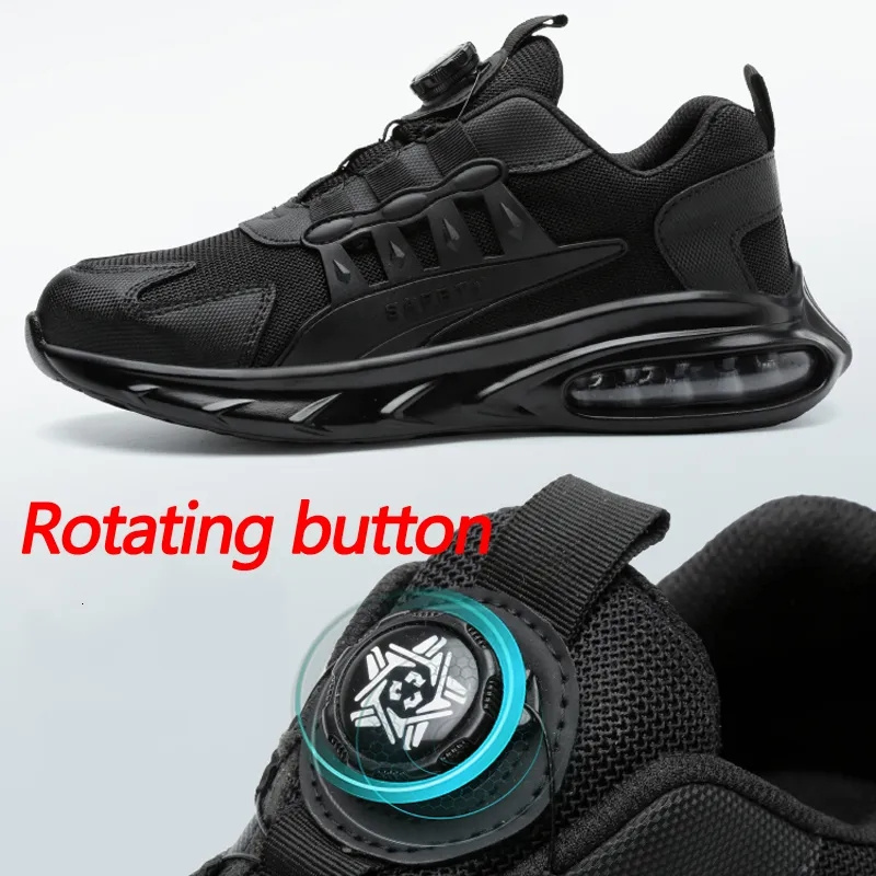 Boots Security Protective Shoes Rotating Button Work Sneakers Air Cushion Safety Men Lightweight PunctureProof shoes 230922