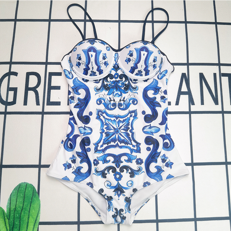 Vintage Women Swimwear One Piece Swimsuit Bikini Backless Beach Dress Designer Bathing Suit Summer Surf Wear Beachwear