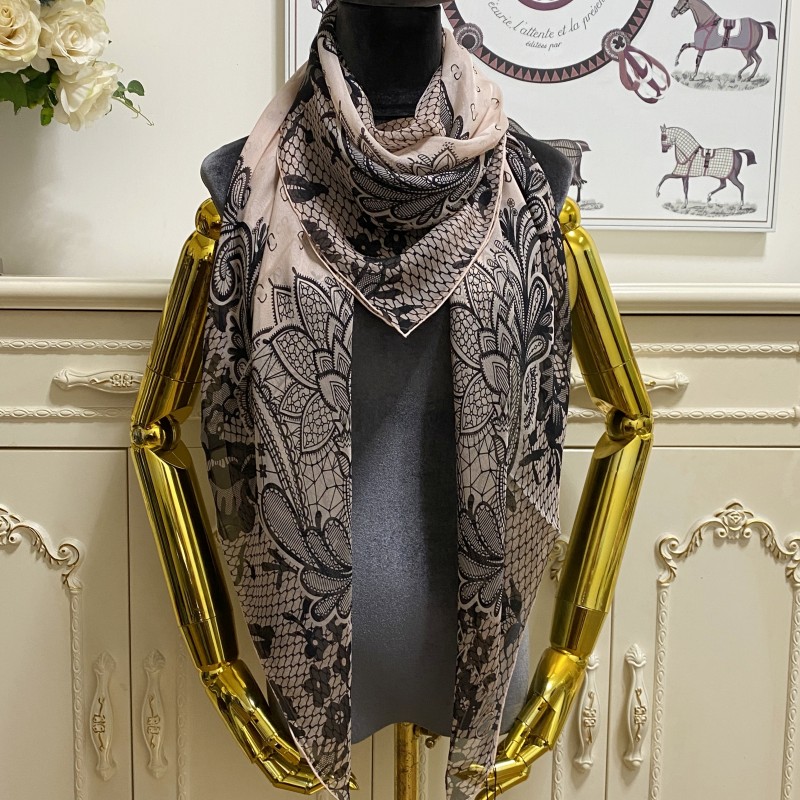 women's square scarf scarves shawl 100% silk material pint letters lace pattern size 130cm - 130cm