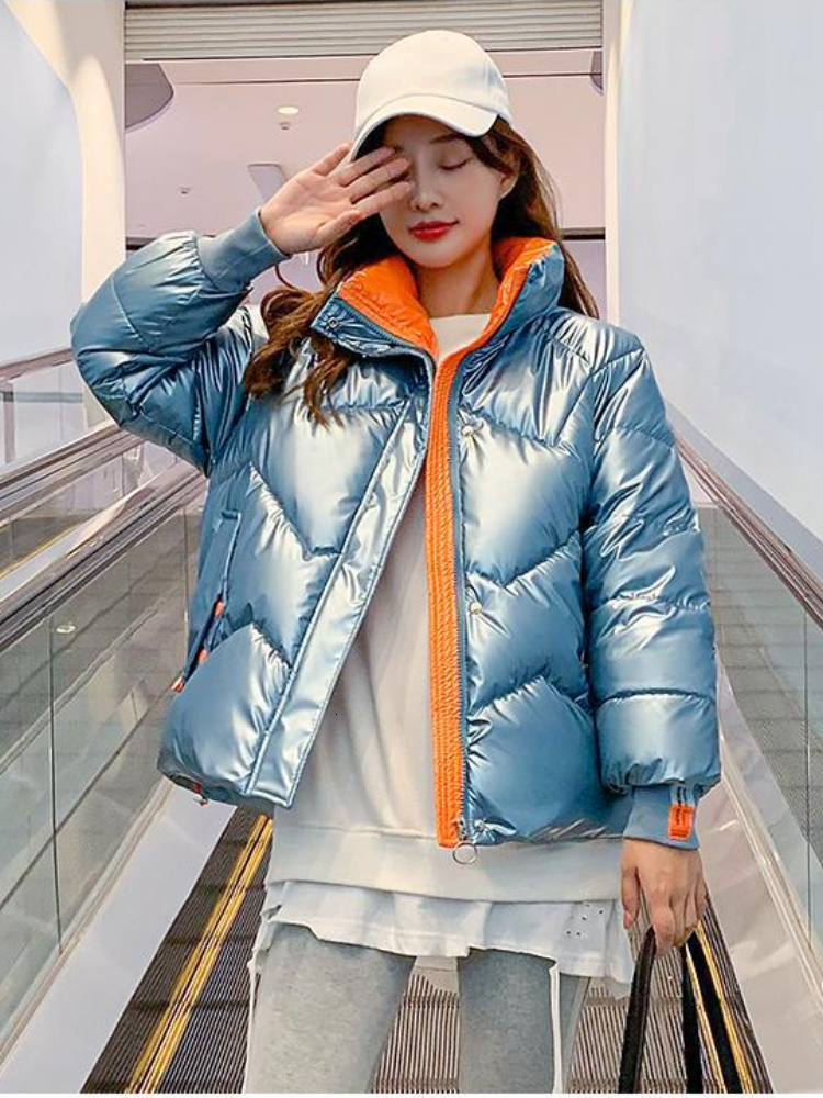 Women's Down Parkas Jacket for Women Winter Korean Style Wash Free Glossy Cotton Middle Long Thickening Warm Loose Coat 230922Z