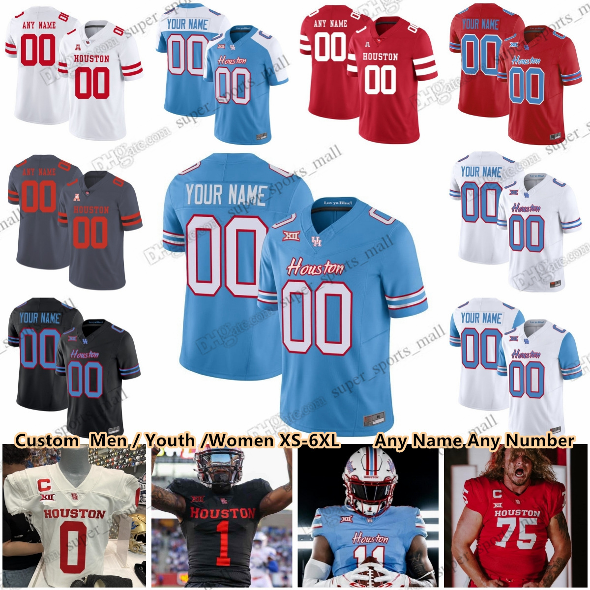 2023 Houston Cougars College Football Jerseys 11 Andre Ware 1 Nathaniel Dell Jr. 3 Clayton Tune 75 Jack Freeman 5 Marquez Stevenson 12 Lucas Coley 16 Holman Edwards