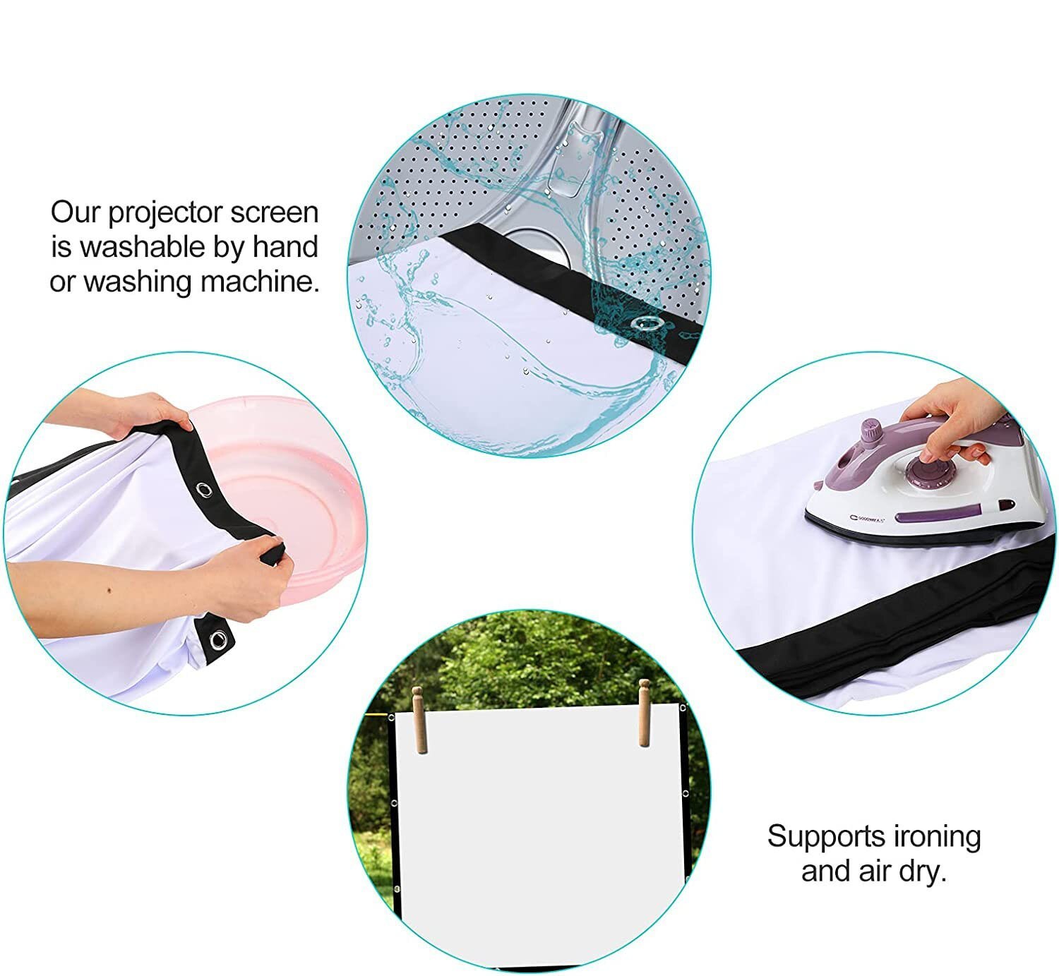 Projection Screens Projector Screen Portable Movie Screen for Outdoor Indoor Foldable Wrinkle Free Screen Support Front Rear Projection 230923