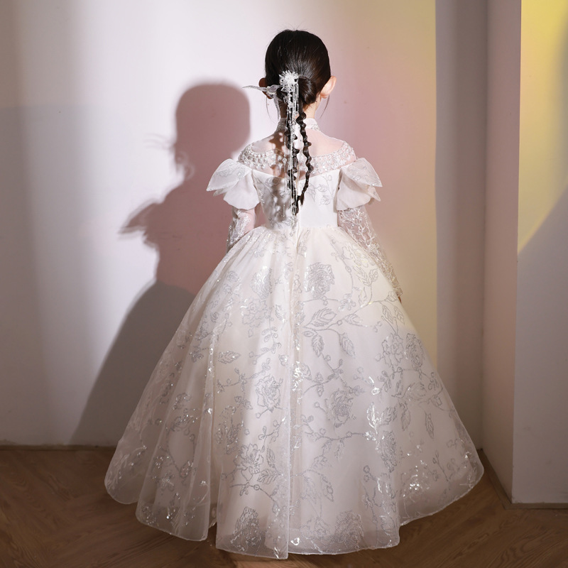 Ful White Wer Girl Dresses For Wedding A E Lace Long Sleeves Toddler Pageant Gowns Tulle Or Length Crystal Shiny Bg Birthday First Communion 6660311