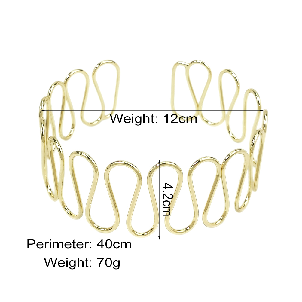 Chokers Smooth Curve Metal Torques Bib Neck Choker Necklaces For Women Punk Wide Alloy Collar Statement Necklace Fashion Jewelry MANILAI 230923