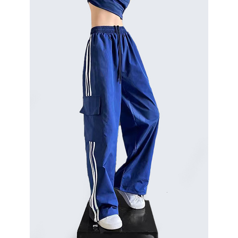 Women's Pants Capris Striped Women Cargo Pants American Style High Waist Fashion Y2K Streetwear Loose Wide Leg Pants Female Hip Hop Sweatpants 23