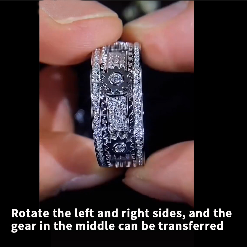 18K White Gold Pentagram Hip Hop Ring Mens Buttergly Bling Cubic Zirconia Guys Full Diamond Iced Out Prong CZ Stone Baguette Star Rapper Jewelry Bijou