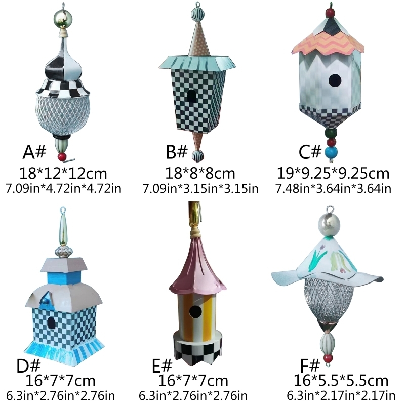 Other Bird Supplies Bird Feeder with Roof Hanging Birdhouse Delicate Garden Decorations Metal Bird House Nest for Small Finch Wild Birds 230923