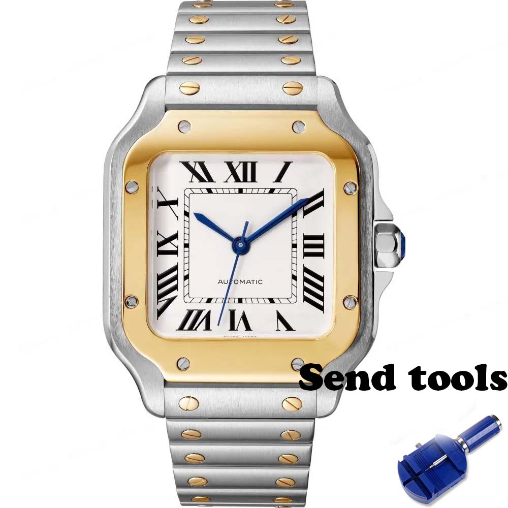 5A Designer Business Santos Watches for Men Women Fully Automatic Mechanical Classic Watch with Steel and Cowhide Strap Christmas Gift