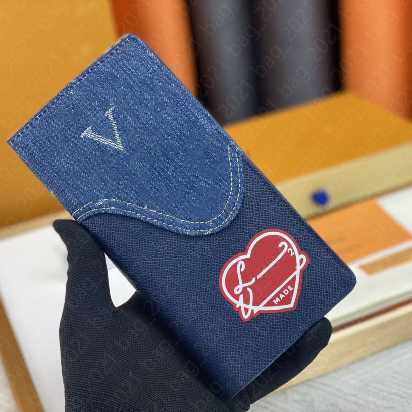 7A Fashion Designer Denim Brazza Wallets Luxury Purse Mens Womens Leather Clutch Bags Lady Travel Long Wallet Coin Purse Card Holders With Box M81020 M81021