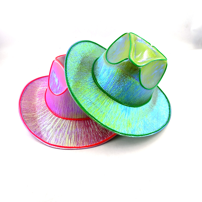 Party Hats LED Glowing Cowgirl Hat Neon Luminous Bride Hat For Holiday Light Up Supplies Fluorescent Party Props Bachelorette Party Hat 230923 - view 4