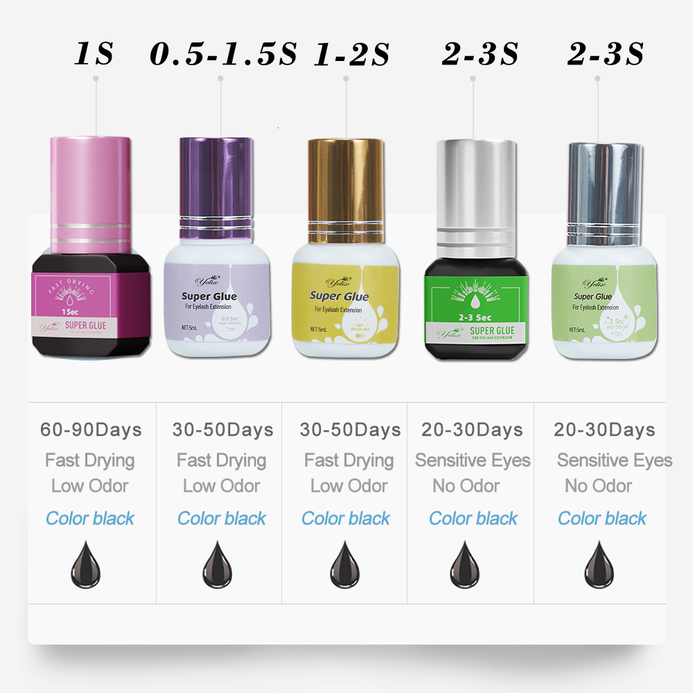 Makeup Tools Yelix 0.5-1 Sec Fast Dry Individual Lashes Sensitive Eye Black/Clear Eyelash Glue Lash Extension 230923 123