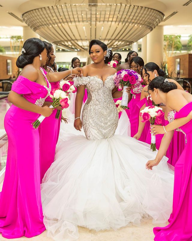 2023 Oct Arabic Aso Ebi Luxurious White Mermaid Wedding Dress Beaded Crystals Tulle Bridal Gowns Dresses ZJ303