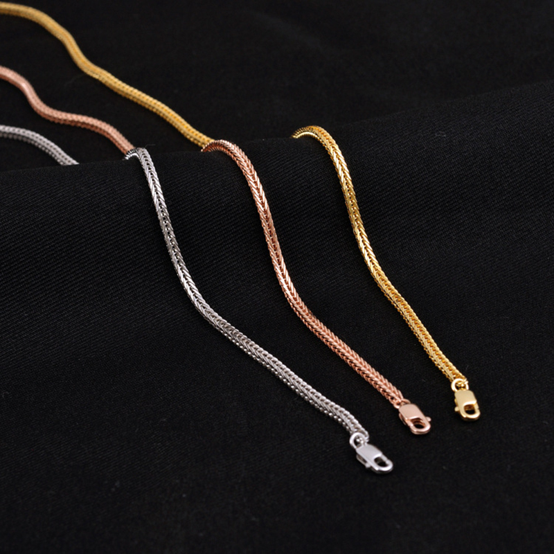 Pendant Necklaces MIQIAO 925 Sterling Silver Chopin Chain Platinum Rose Gold Color Long 40 45 50 55 60 65 70 80 CM Wide 1.6 MM Men Women Necklace 2309